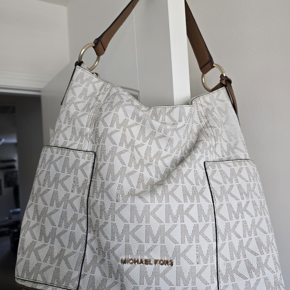 Authentic Michael Kors Anita White and Brown Women's Bag